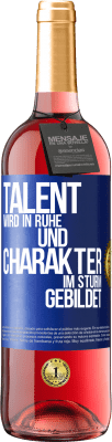 29,95 € Kostenloser Versand | Roséwein ROSÉ Ausgabe Talent wird in Ruhe und Charakter im Sturm gebildet Blaue Markierung. Anpassbares Etikett Junger Wein Ernte 2025 Tempranillo