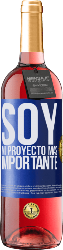 29,95 € Envío gratis | Vino Rosado Edición ROSÉ Soy mi proyecto más importante Etiqueta Azul. Etiqueta personalizable Vino joven Cosecha 2024 Tempranillo