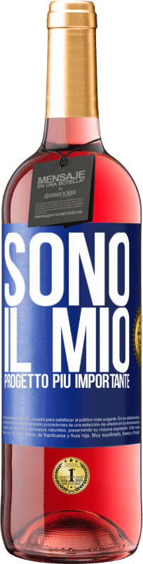 29,95 € Spedizione Gratuita | Vino rosato Edizione ROSÉ Sono il mio progetto più importante Etichetta Blu. Etichetta personalizzabile Vino giovane Raccogliere 2024 Tempranillo