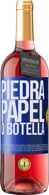 29,95 € Envío gratis | Vino Rosado Edición ROSÉ Piedra, papel o botella Etiqueta Azul. Etiqueta personalizable Vino joven Cosecha 2023 Tempranillo