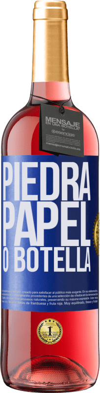 29,95 € Envío gratis | Vino Rosado Edición ROSÉ Piedra, papel o botella Etiqueta Azul. Etiqueta personalizable Vino joven Cosecha 2024 Tempranillo