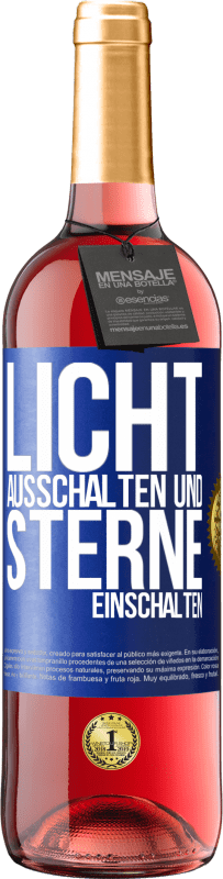 29,95 € Kostenloser Versand | Roséwein ROSÉ Ausgabe Licht ausschalten und Sterne einschalten Blaue Markierung. Anpassbares Etikett Junger Wein Ernte 2024 Tempranillo