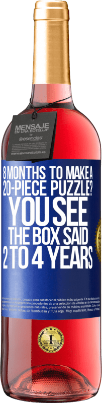 29,95 € 送料無料 | ロゼワイン ROSÉエディション 20ピースのパズルを作るのに8ヶ月？ほら、箱には2〜4年と書かれていました 青いタグ. カスタマイズ可能なラベル 若いワイン 収穫 2025 Tempranillo