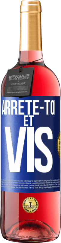 29,95 € Envoi gratuit | Vin rosé Édition ROSÉ Arrête-toi et vis Étiquette Bleue. Étiquette personnalisable Vin jeune Récolte 2023 Tempranillo