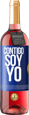 29,95 € Envío gratis | Vino Rosado Edición ROSÉ Contigo soy yo Etiqueta Azul. Etiqueta personalizable Vino joven Cosecha 2023 Tempranillo