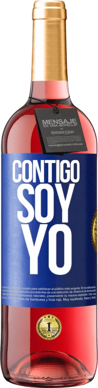 29,95 € Envío gratis | Vino Rosado Edición ROSÉ Contigo soy yo Etiqueta Azul. Etiqueta personalizable Vino joven Cosecha 2023 Tempranillo