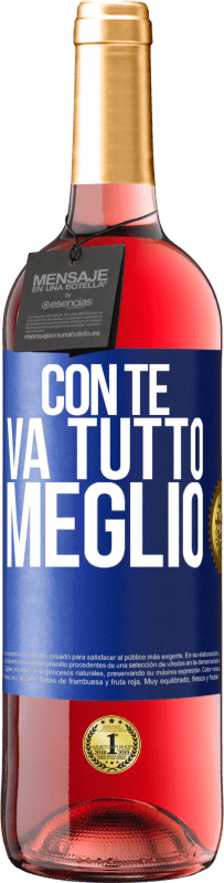 29,95 € Spedizione Gratuita | Vino rosato Edizione ROSÉ Con te va tutto meglio Etichetta Blu. Etichetta personalizzabile Vino giovane Raccogliere 2024 Tempranillo