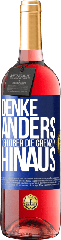 29,95 € Kostenloser Versand | Roséwein ROSÉ Ausgabe Denke anders. Geh über die Grenzen hinaus Blaue Markierung. Anpassbares Etikett Junger Wein Ernte 2023 Tempranillo