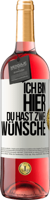 29,95 € Kostenloser Versand | Roséwein ROSÉ Ausgabe Ich bin hier. Du hast zwei Wünsche Weißes Etikett. Anpassbares Etikett Junger Wein Ernte 2023 Tempranillo