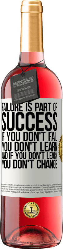29,95 € Free Shipping | Rosé Wine ROSÉ Edition Failure is part of success. If you don't fail, you don't learn. And if you don't learn, you don't change White Label. Customizable label Young wine Harvest 2023 Tempranillo