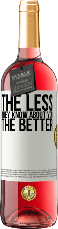 29,95 € Free Shipping | Rosé Wine ROSÉ Edition The less they know about you, the better White Label. Customizable label Young wine Harvest 2023 Tempranillo