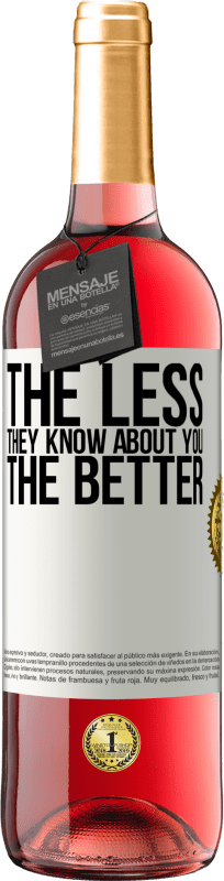 29,95 € Free Shipping | Rosé Wine ROSÉ Edition The less they know about you, the better White Label. Customizable label Young wine Harvest 2024 Tempranillo