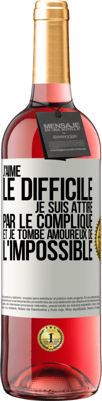 29,95 € Envoi gratuit | Vin rosé Édition ROSÉ J'aime le difficile, je suis attiré par le compliqué et je tombe amoureux de l'impossible Étiquette Blanche. Étiquette personnalisable Vin jeune Récolte 2024 Tempranillo