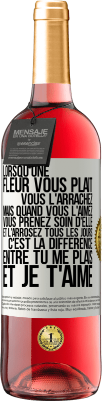 29,95 € Envoi gratuit | Vin rosé Édition ROSÉ Lorsqu'une fleur vous plait, vous l'arrachez. Mais quand vous l'aimez vous prenez soin d'elle et l'arrosez tous les jours Étiquette Blanche. Étiquette personnalisable Vin jeune Récolte 2024 Tempranillo