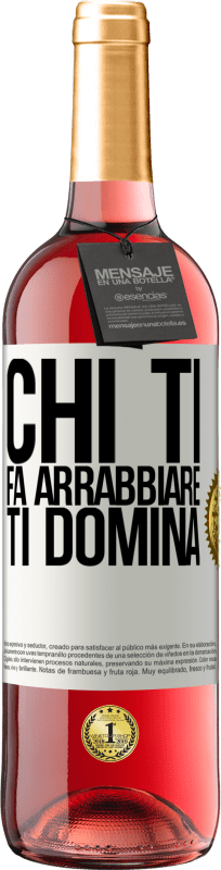 29,95 € Spedizione Gratuita | Vino rosato Edizione ROSÉ Chi ti fa arrabbiare ti domina Etichetta Bianca. Etichetta personalizzabile Vino giovane Raccogliere 2024 Tempranillo