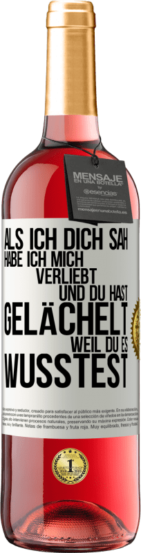 29,95 € Kostenloser Versand | Roséwein ROSÉ Ausgabe Als ich dich sah, habe ich mich verliebt und du hast gelächelt, weil du es wusstest Weißes Etikett. Anpassbares Etikett Junger Wein Ernte 2024 Tempranillo