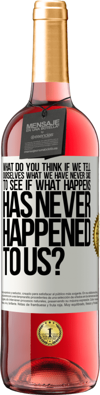 29,95 € Free Shipping | Rosé Wine ROSÉ Edition what do you think if we tell ourselves what we have never said, to see if what happens has never happened to us? White Label. Customizable label Young wine Harvest 2024 Tempranillo