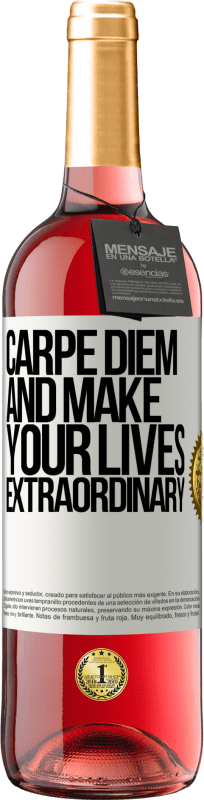 29,95 € 免费送货 | 桃红葡萄酒 ROSÉ版 Carpe Diem让您的生活变得非凡 白标. 可自定义的标签 青年酒 收成 2023 Tempranillo
