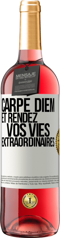 29,95 € Envoi gratuit | Vin rosé Édition ROSÉ Carpe Diem et rendez vos vies extraordinaires Étiquette Blanche. Étiquette personnalisable Vin jeune Récolte 2024 Tempranillo