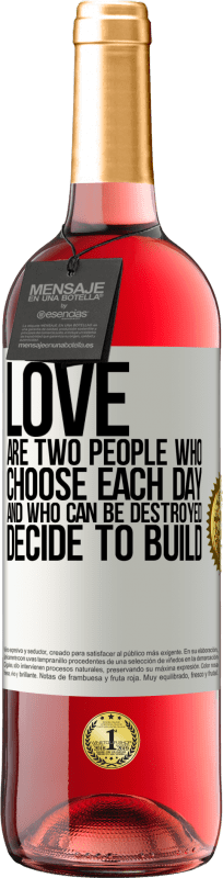 29,95 € Free Shipping | Rosé Wine ROSÉ Edition Love are two people who choose each day, and who can be destroyed, decide to build White Label. Customizable label Young wine Harvest 2023 Tempranillo