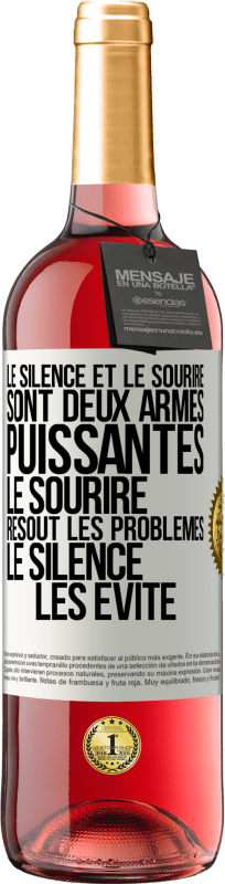 29,95 € Envoi gratuit | Vin rosé Édition ROSÉ Le silence et le sourire sont deux armes puissantes. Le sourire résout les problèmes, le silence les évite Étiquette Blanche. Étiquette personnalisable Vin jeune Récolte 2024 Tempranillo