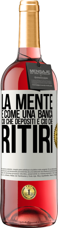 29,95 € Spedizione Gratuita | Vino rosato Edizione ROSÉ La mente è come una banca. Ciò che depositi è ciò che ritiri Etichetta Bianca. Etichetta personalizzabile Vino giovane Raccogliere 2024 Tempranillo