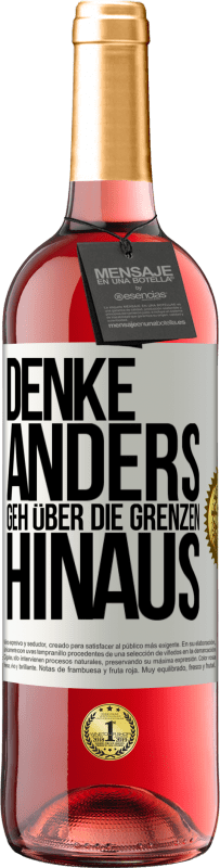 29,95 € Kostenloser Versand | Roséwein ROSÉ Ausgabe Denke anders. Geh über die Grenzen hinaus Weißes Etikett. Anpassbares Etikett Junger Wein Ernte 2023 Tempranillo