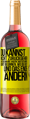 29,95 € Kostenloser Versand | Roséwein ROSÉ Ausgabe Du kannst nicht zurückgehen und den Anfang ändern, aber du kannst dort beginnen, wo du bist, und das Ende ändern. Gelbes Etikett. Anpassbares Etikett Junger Wein Ernte 2024 Tempranillo