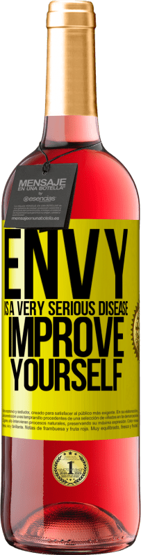 29,95 € Free Shipping | Rosé Wine ROSÉ Edition Envy is a very serious disease, improve yourself Yellow Label. Customizable label Young wine Harvest 2023 Tempranillo