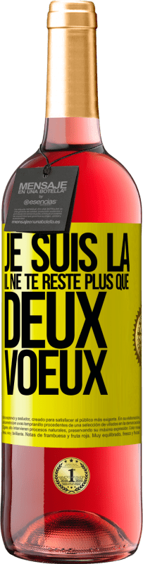 29,95 € Envoi gratuit | Vin rosé Édition ROSÉ Je suis là. Il ne te reste plus que deux voeux Étiquette Jaune. Étiquette personnalisable Vin jeune Récolte 2025 Tempranillo
