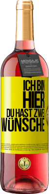 29,95 € Kostenloser Versand | Roséwein ROSÉ Ausgabe Ich bin hier. Du hast zwei Wünsche Gelbes Etikett. Anpassbares Etikett Junger Wein Ernte 2024 Tempranillo