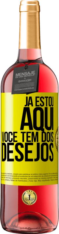 29,95 € Envio grátis | Vinho rosé Edição ROSÉ Já estou aqui. Você tem dois desejos Etiqueta Amarela. Etiqueta personalizável Vinho jovem Colheita 2024 Tempranillo