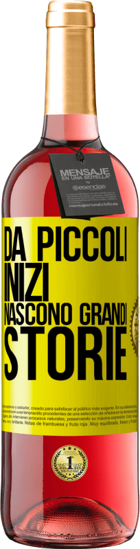 29,95 € Spedizione Gratuita | Vino rosato Edizione ROSÉ Da piccoli inizi nascono grandi storie Etichetta Gialla. Etichetta personalizzabile Vino giovane Raccogliere 2024 Tempranillo