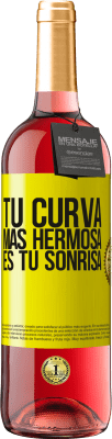 29,95 € Envío gratis | Vino Rosado Edición ROSÉ Tu curva más hermosa es tu sonrisa Etiqueta Amarilla. Etiqueta personalizable Vino joven Cosecha 2024 Tempranillo