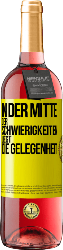 29,95 € Kostenloser Versand | Roséwein ROSÉ Ausgabe In der Mitte der Schwierigkeiten liegt die Gelegenheit Gelbes Etikett. Anpassbares Etikett Junger Wein Ernte 2024 Tempranillo