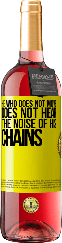 29,95 € Free Shipping | Rosé Wine ROSÉ Edition He who does not move does not hear the noise of his chains Yellow Label. Customizable label Young wine Harvest 2024 Tempranillo