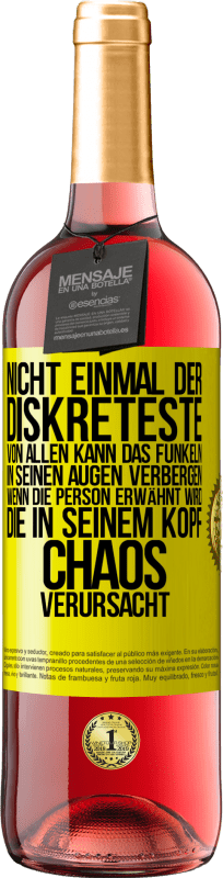 29,95 € Kostenloser Versand | Roséwein ROSÉ Ausgabe Nicht einmal der Diskreteste von allen kann das Funkeln in seinen Augen verbergen, wenn die Person erwähnt wird, die in seinem K Gelbes Etikett. Anpassbares Etikett Junger Wein Ernte 2024 Tempranillo