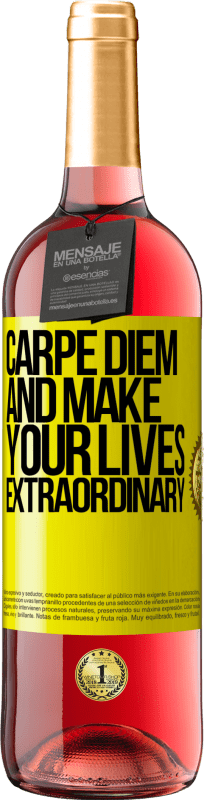 29,95 € Free Shipping | Rosé Wine ROSÉ Edition Carpe Diem and make your lives extraordinary Yellow Label. Customizable label Young wine Harvest 2023 Tempranillo