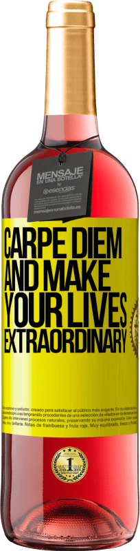 29,95 € Free Shipping | Rosé Wine ROSÉ Edition Carpe Diem and make your lives extraordinary Yellow Label. Customizable label Young wine Harvest 2024 Tempranillo