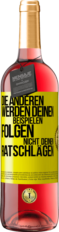 29,95 € Kostenloser Versand | Roséwein ROSÉ Ausgabe Die anderen werden deinen Beispielen folgen, nicht deinen Ratschlägen Gelbes Etikett. Anpassbares Etikett Junger Wein Ernte 2024 Tempranillo