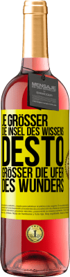 29,95 € Kostenloser Versand | Roséwein ROSÉ Ausgabe Je größer die Insel des Wissens, desto größer die Ufer des Wunders Gelbes Etikett. Anpassbares Etikett Junger Wein Ernte 2023 Tempranillo