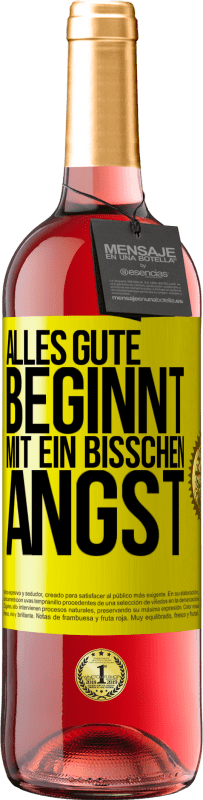 29,95 € Kostenloser Versand | Roséwein ROSÉ Ausgabe Alles Gute beginnt mit ein bisschen Angst Gelbes Etikett. Anpassbares Etikett Junger Wein Ernte 2024 Tempranillo