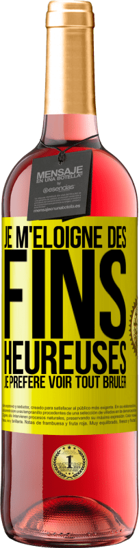 29,95 € Envoi gratuit | Vin rosé Édition ROSÉ Je m'éloigne des fins heureuses, je préfère voir tout brûler Étiquette Jaune. Étiquette personnalisable Vin jeune Récolte 2024 Tempranillo