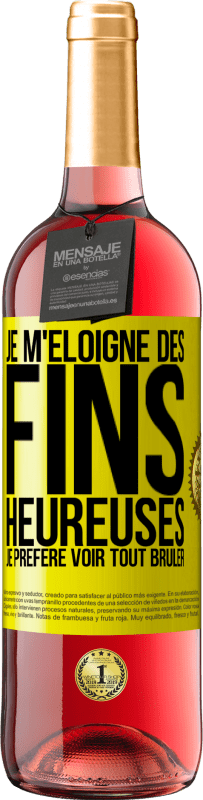 29,95 € Envoi gratuit | Vin rosé Édition ROSÉ Je m'éloigne des fins heureuses, je préfère voir tout brûler Étiquette Jaune. Étiquette personnalisable Vin jeune Récolte 2025 Tempranillo