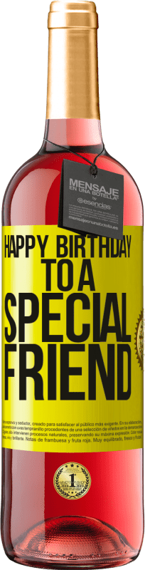 29,95 € Envío gratis | Vino Rosado Edición ROSÉ Happy birthday to a special friend Etiqueta Amarilla. Etiqueta personalizable Vino joven Cosecha 2023 Tempranillo