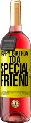 29,95 € Spedizione Gratuita | Vino rosato Edizione ROSÉ Buon compleanno ad un amico speciale Etichetta Gialla. Etichetta personalizzabile Vino giovane Raccogliere 2024 Tempranillo