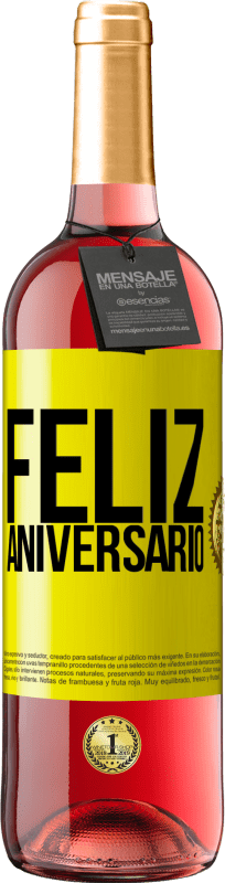 29,95 € Envio grátis | Vinho rosé Edição ROSÉ Feliz aniversario Etiqueta Amarela. Etiqueta personalizável Vinho jovem Colheita 2023 Tempranillo