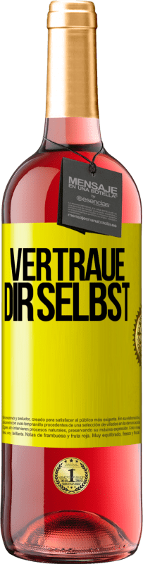 29,95 € Kostenloser Versand | Roséwein ROSÉ Ausgabe Vertraue dir selbst Gelbes Etikett. Anpassbares Etikett Junger Wein Ernte 2024 Tempranillo