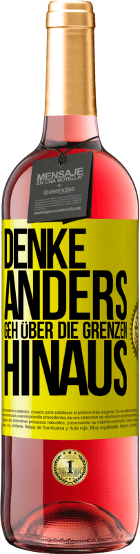 29,95 € Kostenloser Versand | Roséwein ROSÉ Ausgabe Denke anders. Geh über die Grenzen hinaus Gelbes Etikett. Anpassbares Etikett Junger Wein Ernte 2024 Tempranillo