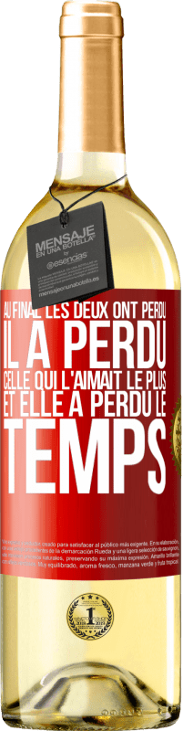 29,95 € Envoi gratuit | Vin blanc Édition WHITE Au final les deux ont perdu. Il a perdu celle qui l'aimait le plus et elle a perdu le temps Étiquette Rouge. Étiquette personnalisable Vin jeune Récolte 2024 Verdejo